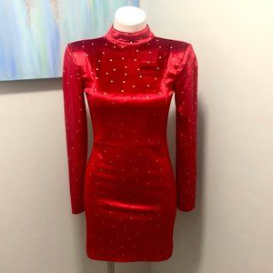 Free People Red Velvet Polka Dot Dress